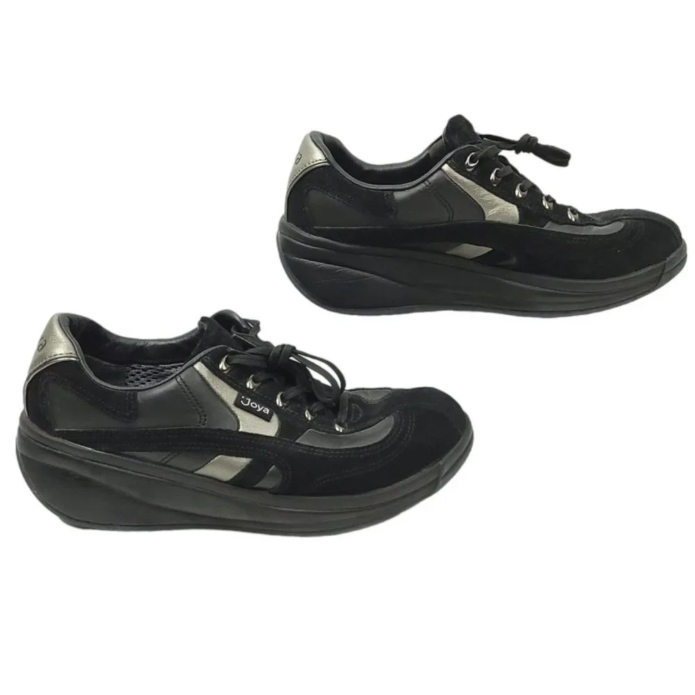 Joya Swiss Venezia Black Suede Leather Toning Womens 7 Shoes Comfort Walking - Picture 10 of 11